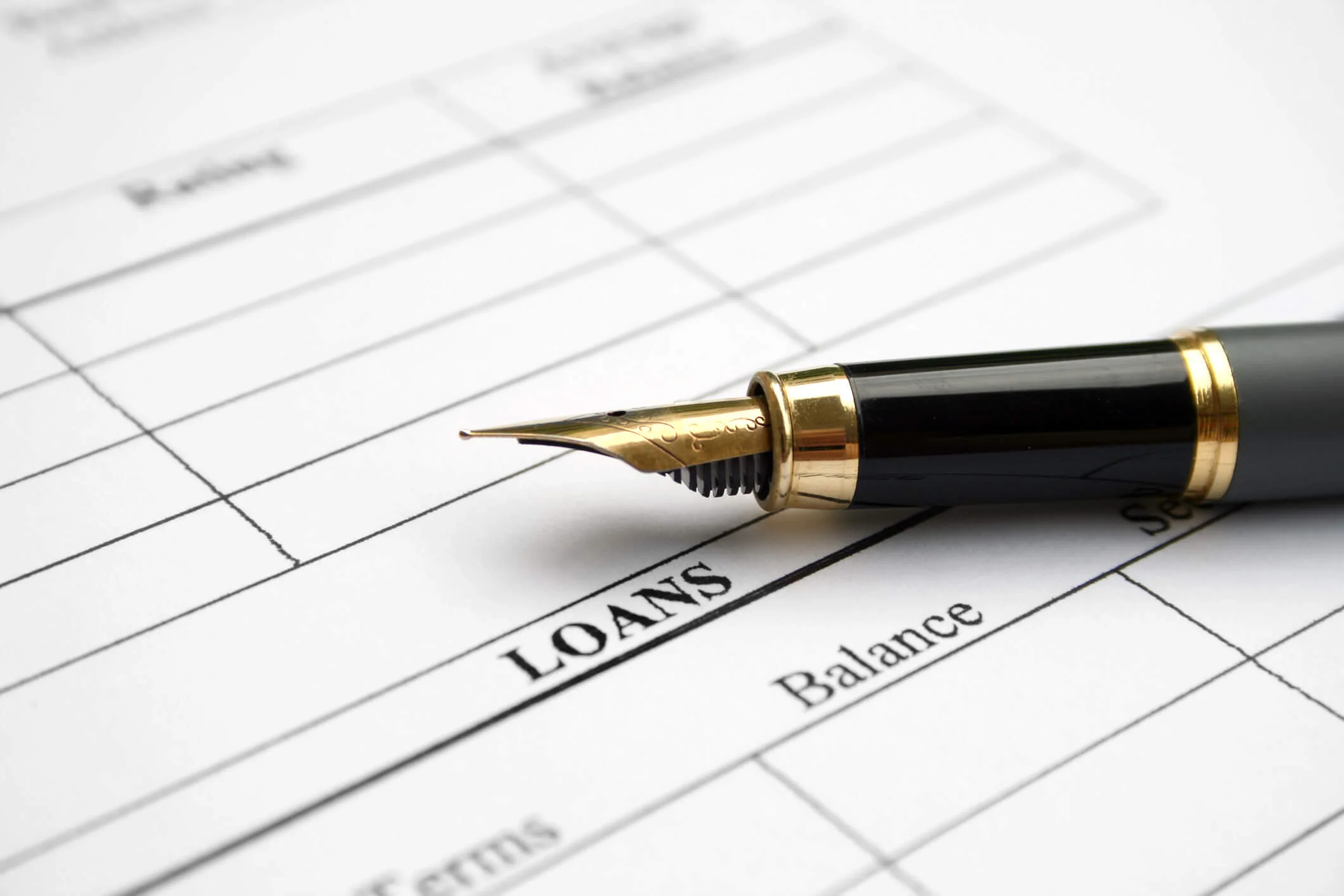 This is a photo of a form and a pen next to the blank space labeled loans